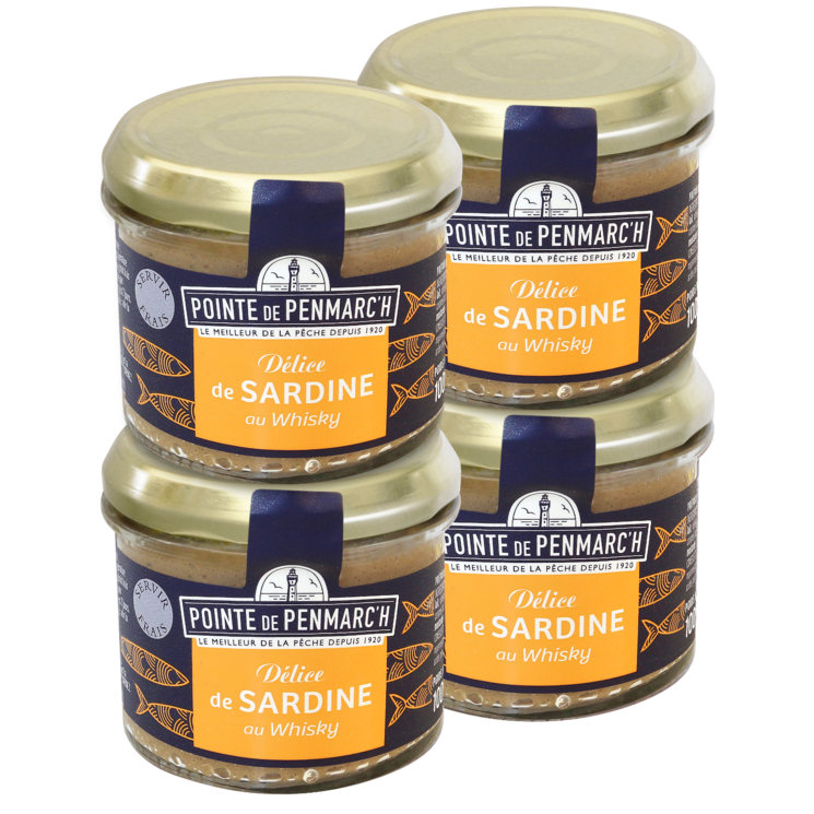 Délice de sardines au whisky - le lot de 4 verrines de 100 g