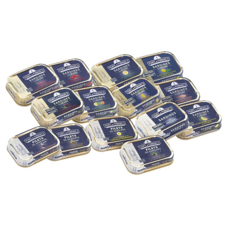 Le colis panaché de sardines et filets de sardines - assortiment de 14 boîtes