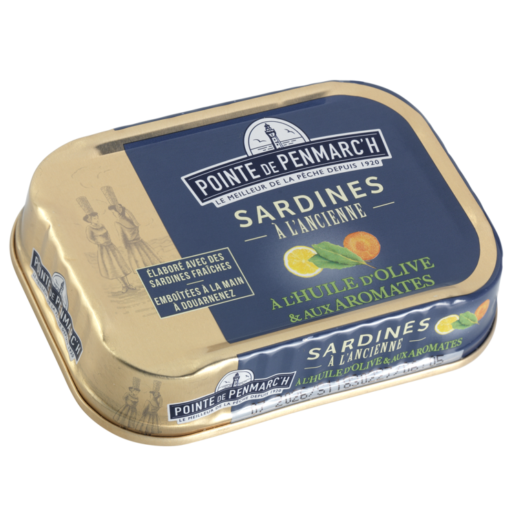 Sardines à l'ancienne à l'huile d'olive et aux aromates - la boîte de 115 g