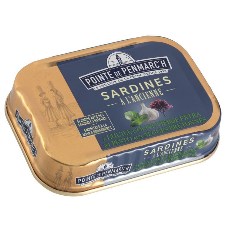 Sardines à l'ancienne au pesto et aux algues de Bretagne - la boîte de 115 g