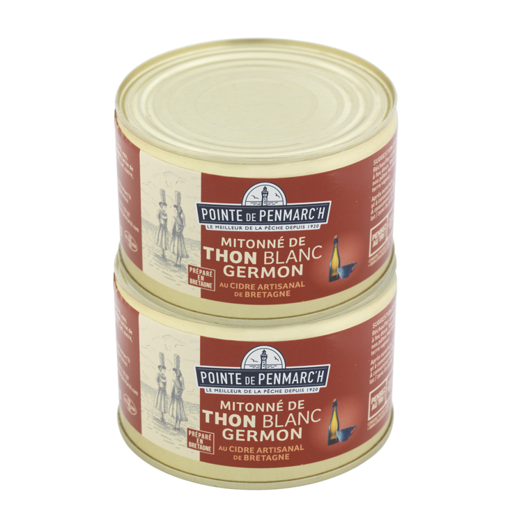 Mitonné de thon blanc germon au cidre artisanal de Bretagne - le lot de 2 boîtes de 400g