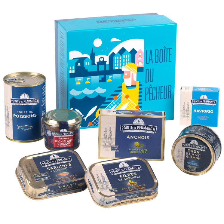La boîte du marin pêcheur - assortiment de 7 produits + 1 boîte cartonnée « la boite du pêcheur »