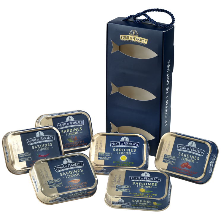 Le coffret de sardines - assortiment de 6 produits de 115 g + 1 coffret cordelette