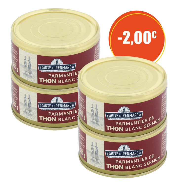 Parmentier de thon blanc germon - le lot de 4 boîtes de 200 g