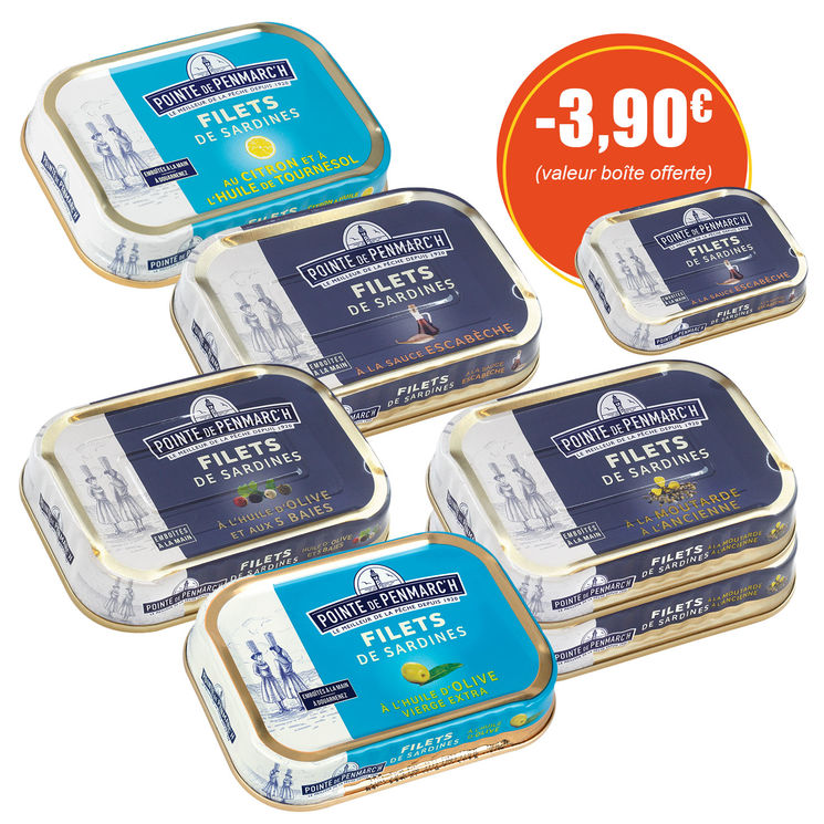 L'assortiment de filets de sardines dont une boîte de sardines sauce escabèche offerte