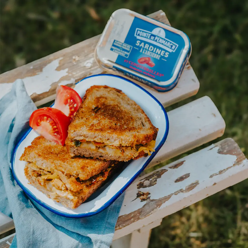 Grilled cheese au Kimchi et aux sardines