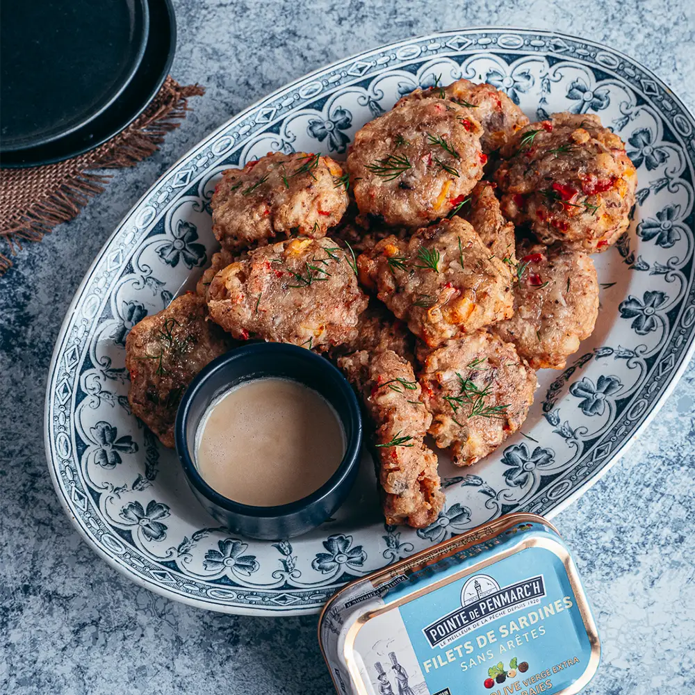 Beignets de sardines, poivrons et sa sauce au miel