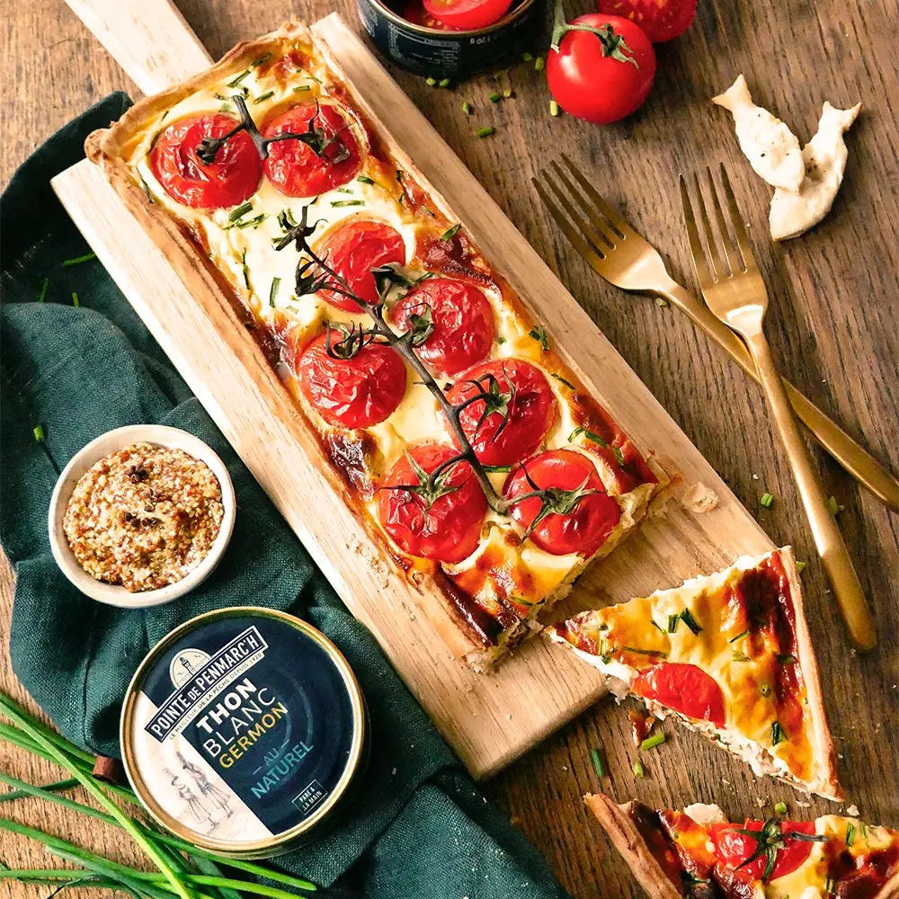 Quiche au thon blanc, tomates cerise et ricotta